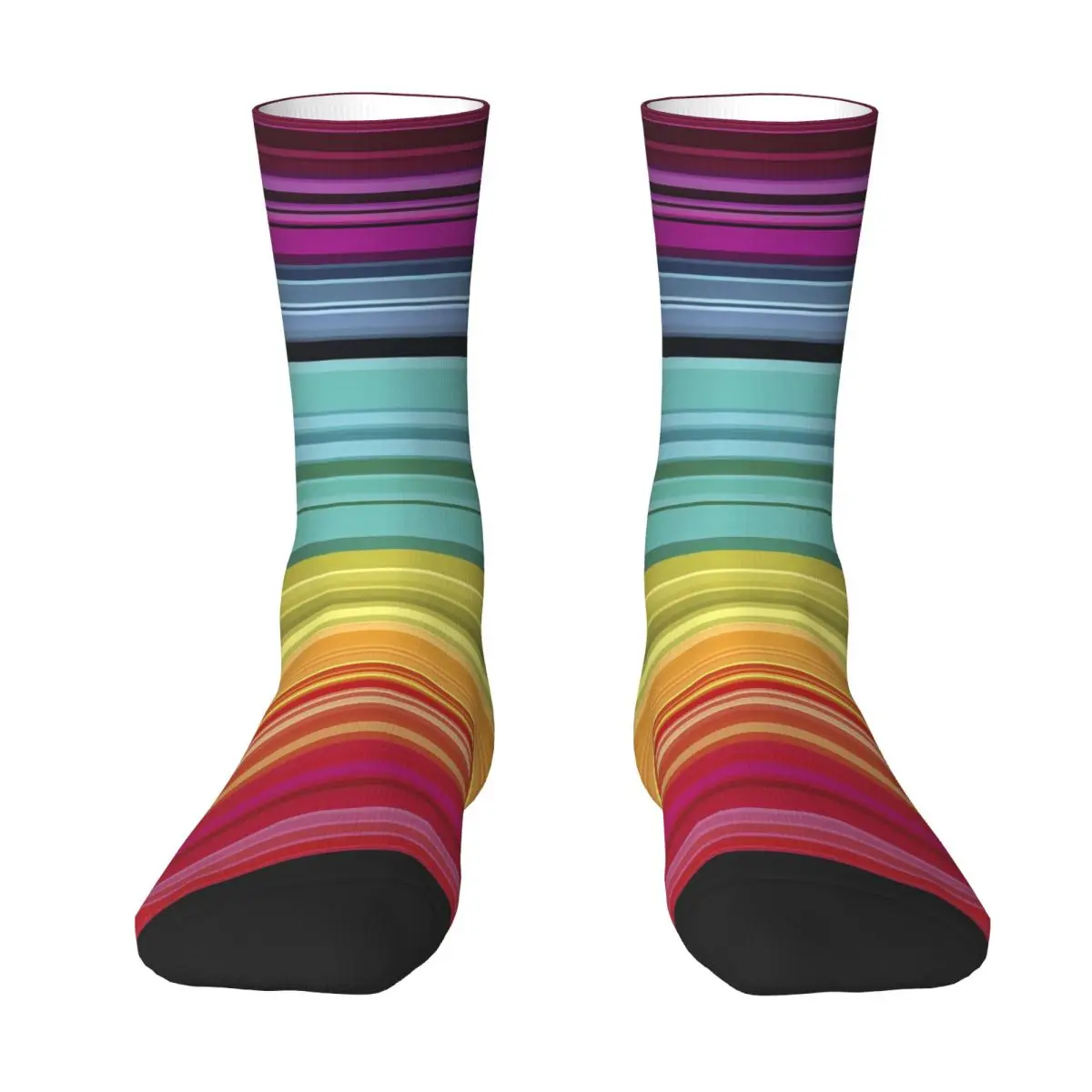 Rainbow Lines Socks Colorful Stripes Elegant Stockings Women Men Soft Breathable Cycling Socks Winter Pattern Non Skid Socks