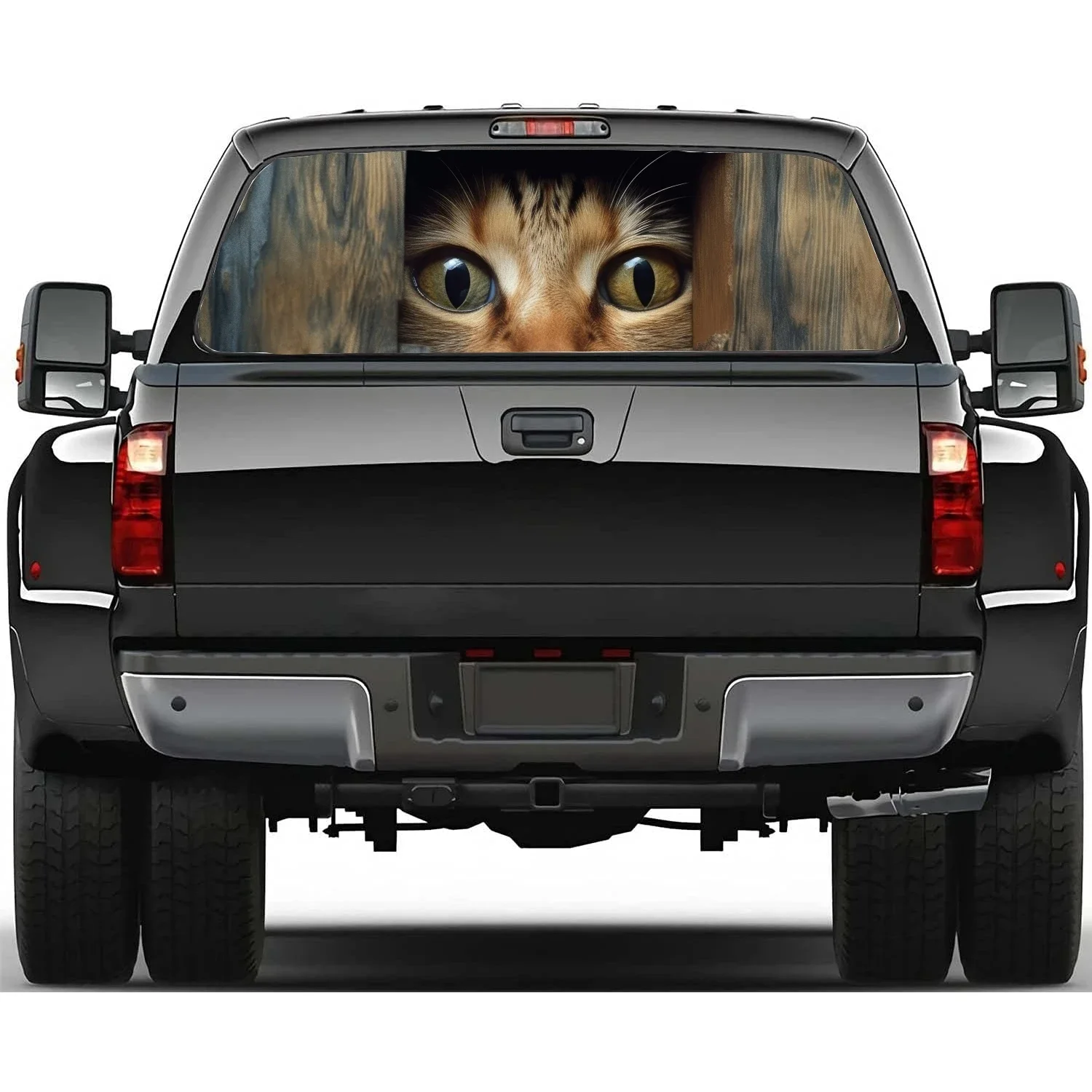 

Cat Perched On Wooden Fence Rear Window Decal Fit Pickup,Truck,Car Universal See Through Perforated Back Windows Vinyl Sticker