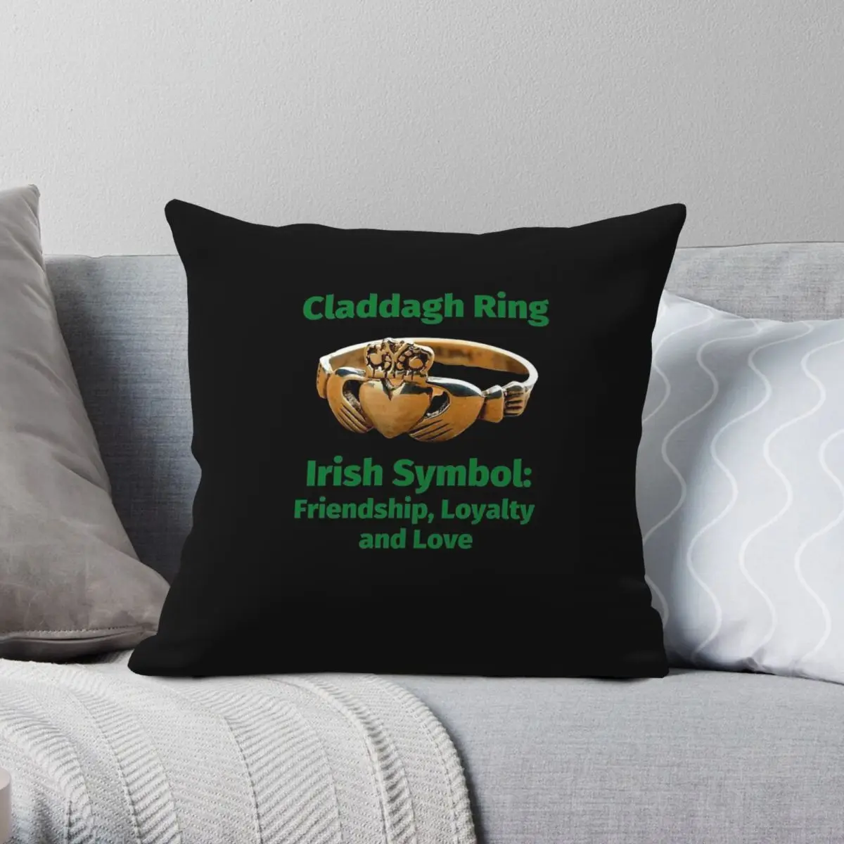 

Claddagh Ring Irish Symbol Square Pillowcase Polyester Linen Velvet Pattern Zip Decor Sofa Seater Cushion Cover