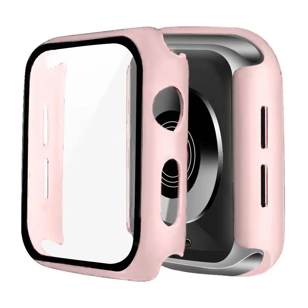 Cover + pellicola temperata per Apple Watch Case 45mm 41mm 9 8 7 Cover protettiva in vetro IWatch 6 5 4 SE 44mm 40mm 3 42mm 38mm Shell