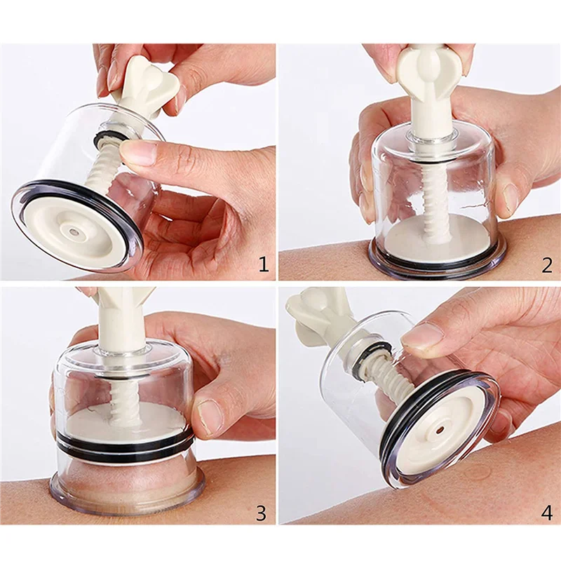 ABLU-2 Pcs Cuppingดูดถ้วย-มือTwistแบบพกพาThickenสูญญากาศCuppingอุปกรณ์นวดตัวเต็มรูปแบบนวดผ่อนคลายCupping