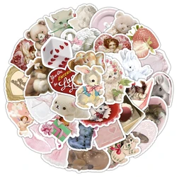 10/30/50/100pcs Vintage Pink Art Coquette Aesthetic Stickers Objects Waterproof Decal Decorative DIY for Notebook Phone Sticker