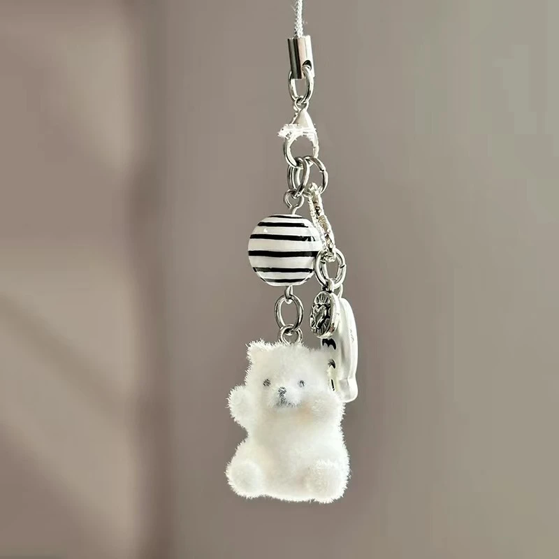Fashionable Flocking Cartoon Keychain Cute Seal Penguin Polar Bear Pendant Bag Decoration Keyring Car Key Holder Keychains Gift