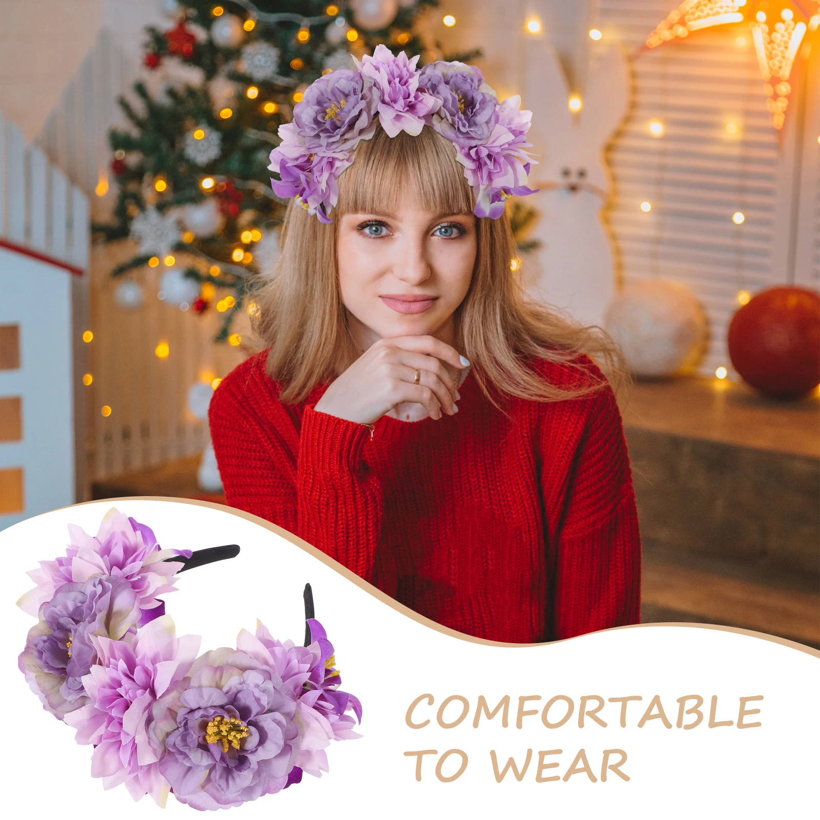 

Simulated Peony Flower Headband Vintage Retro Floral Headpiece Decorative Hair Accessories Women Party Prom Tea Party