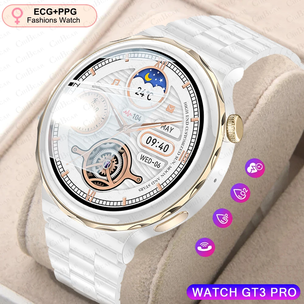 2024 Nieuwe Mode Vrouwen Smart Watch Hartslag Gps Sport Fitness Horloge Waterdicht Voice Call Amoled Smart Watch Voor Android Ios