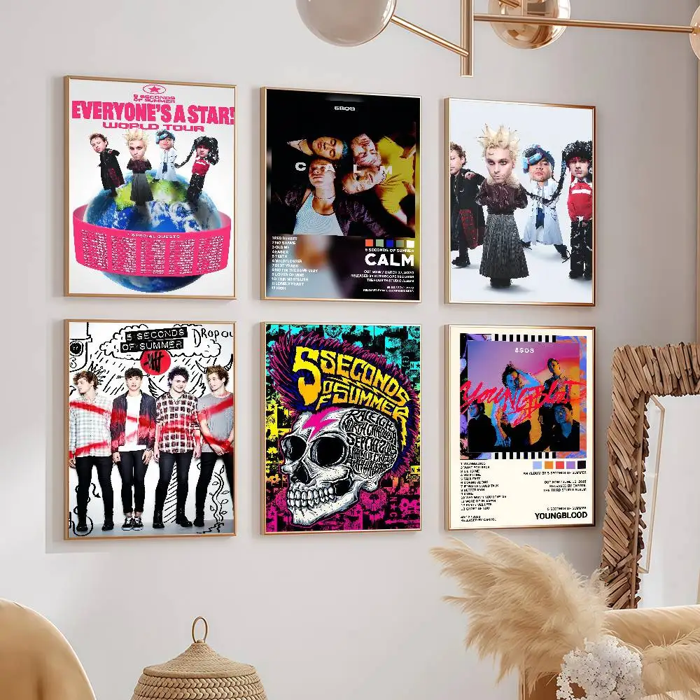 Pósteres de la banda de rock 5 Seconds of Summer, decoraciones para dormitorios, murales de pared para dormitorio y sala de estar, recuerdos