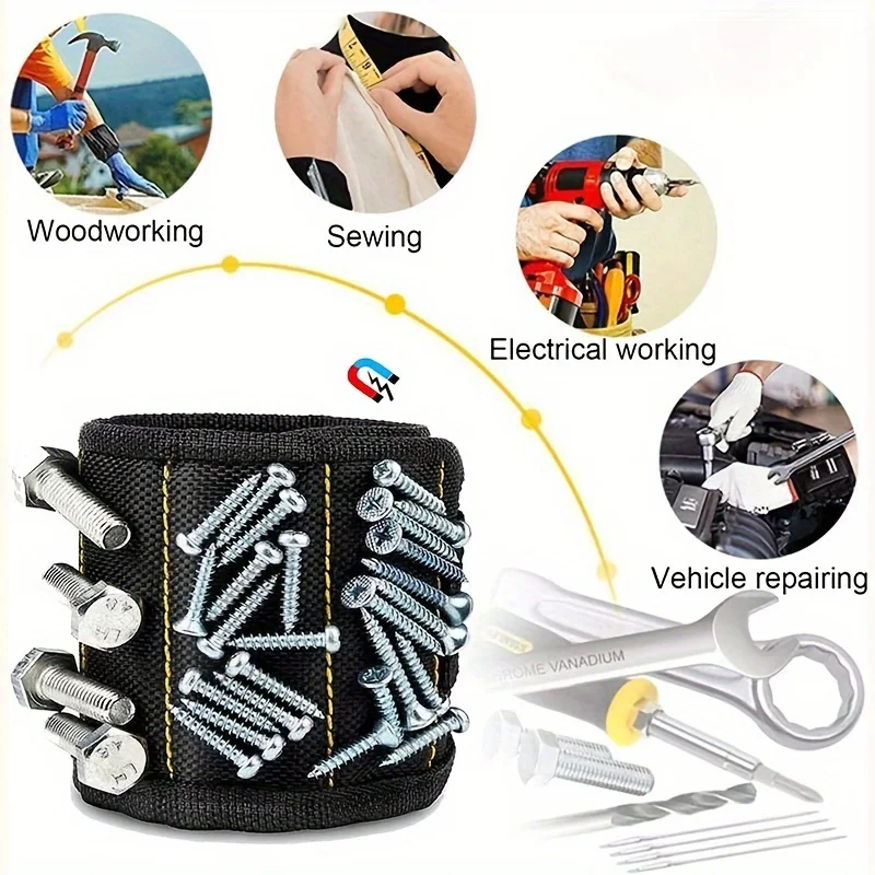 Magnetic Wristband for Holding Screws Nails Drilling Bits Wrist Tool Holder Belts with Strong Magnets Cool Gadgets for Men wome