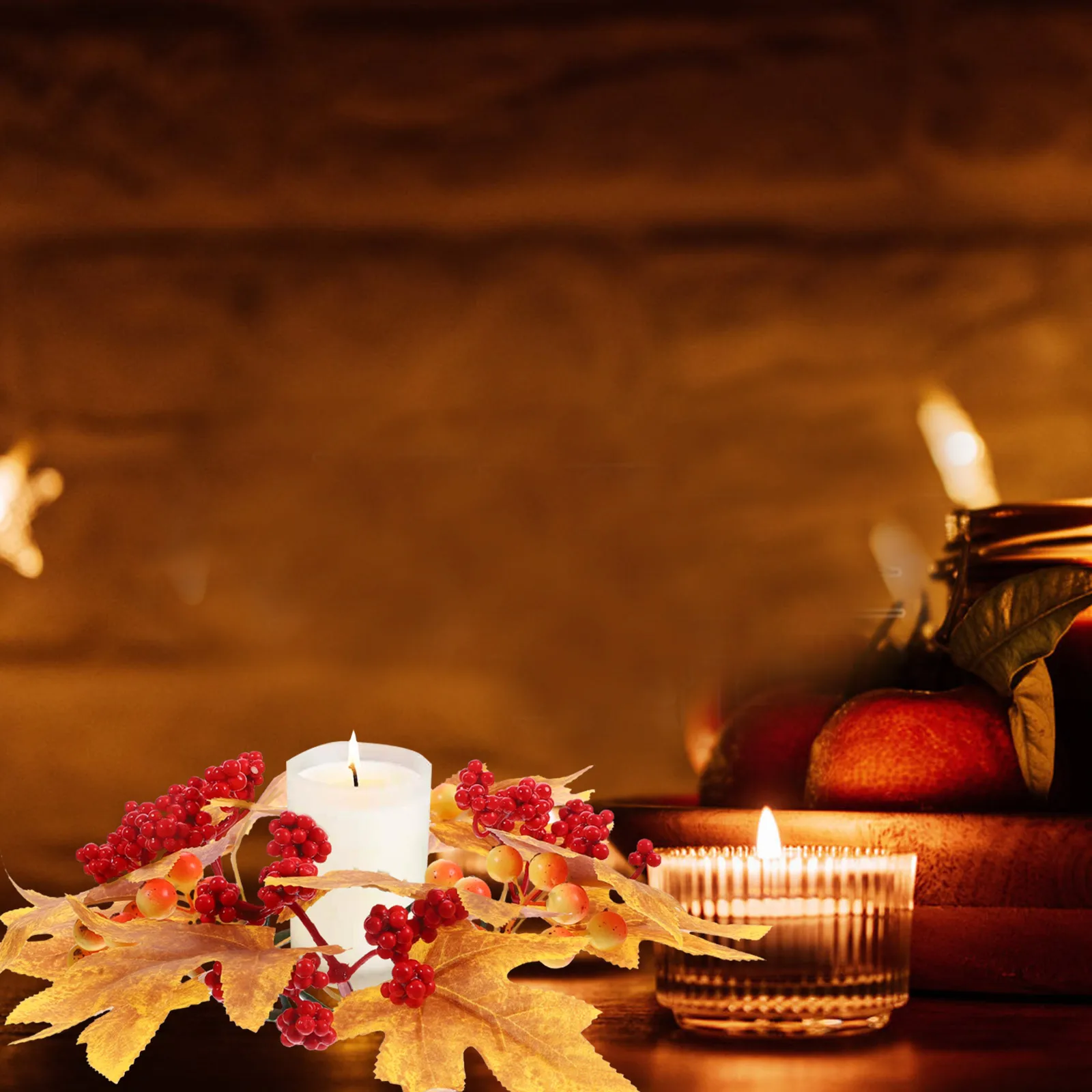 

Fall Leaf Ring Wreath Decor Wall Door Table Wedding Halloween Thanksgiving Decoration Artificial Leaf