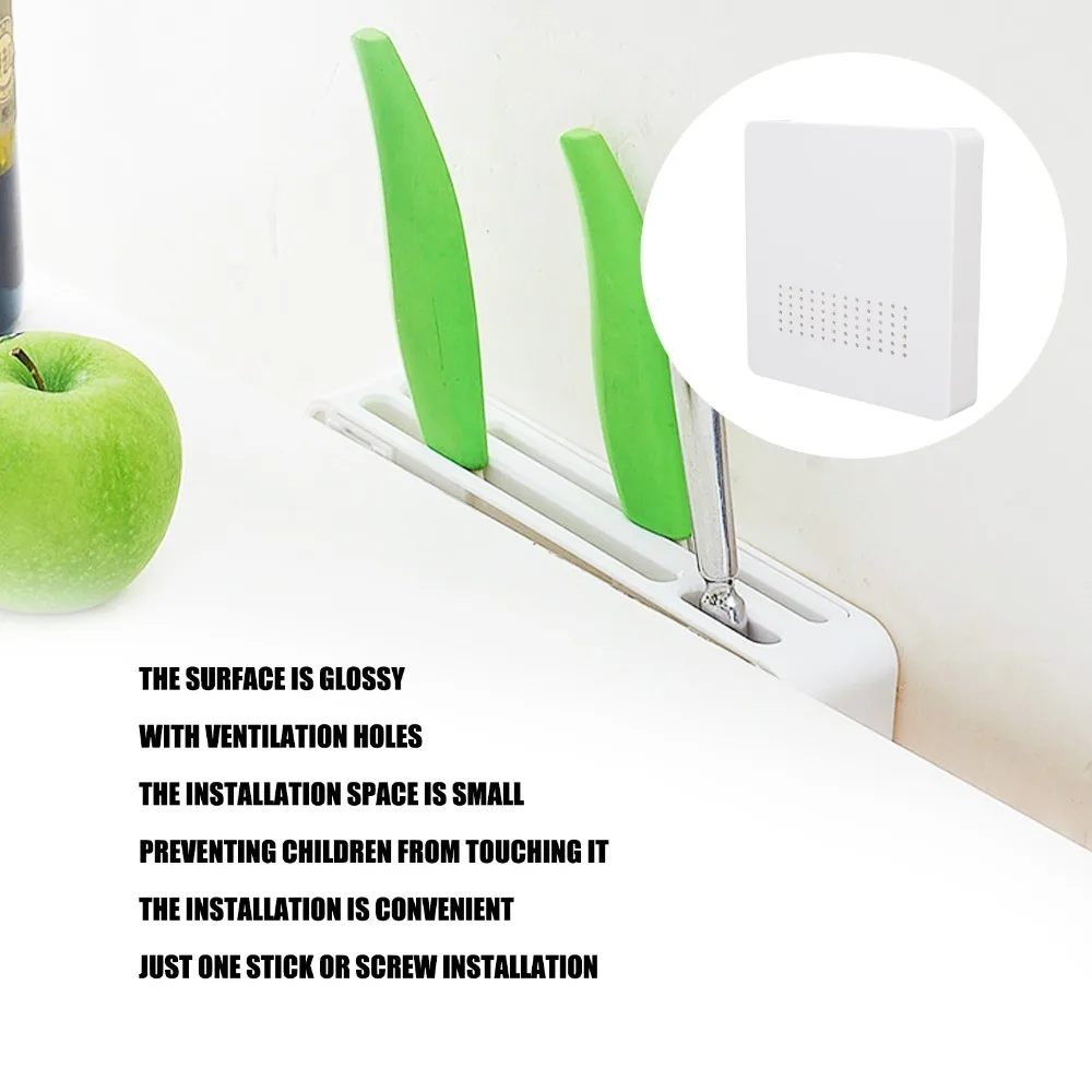 Convenient Wall Mounted Knife Block 4 Slot Plastic Knife Rack Knife Storage Rack For Home Kitchen