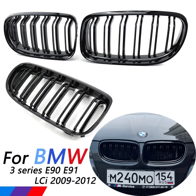 Auto Frontniere Doppelsteg-Kühlergrill für BMW E90 E91 LCI 3er Limousine Kombi 325i 328i 335i 335xi 330i 330xi 2009-2012