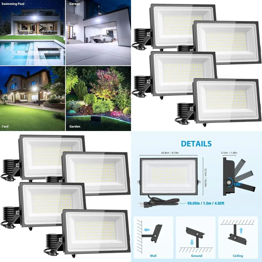 

Outdoor 110W LED Work Lights, Daylight 6500K, Waterproof IP66 Security Lights for Yard, Garage, Stadium - 4 Pack
