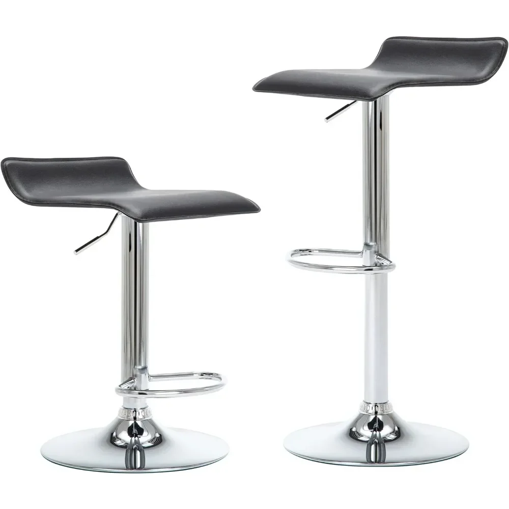 

t Contemporary Chrome Air Lift Adjustable Swivel Bar Stool, Set of 2, Gray
