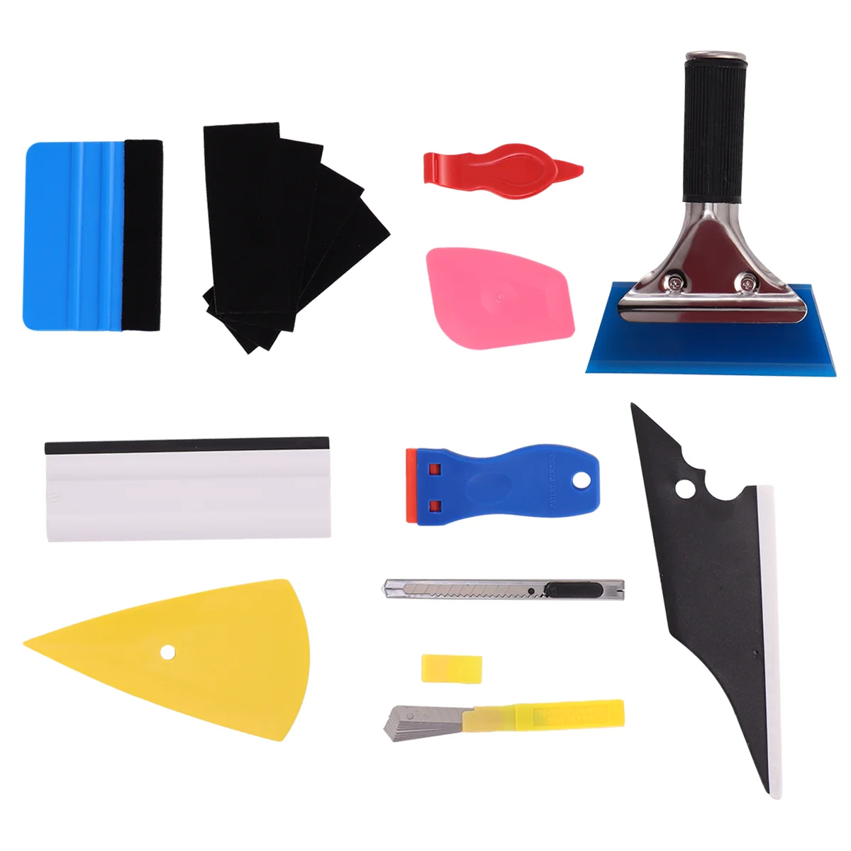 11 Pcs/Set Windshield Repair Kit for Car Glass Rubber Vehicle Crack Tint Scraper Window Film Tools Tinting Squeegee