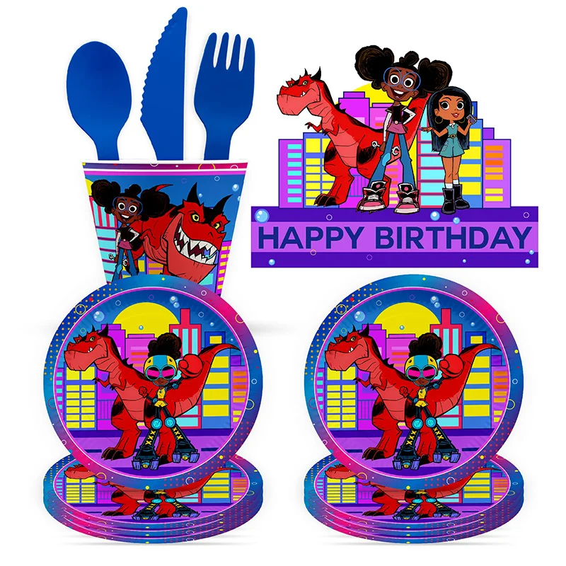 

MOON GIRL AND DEVIL DINOSAUR Disposable Birthday Party Decoration Cake Cupcake Toppers Cake Decor for Boys and Girls Supplies