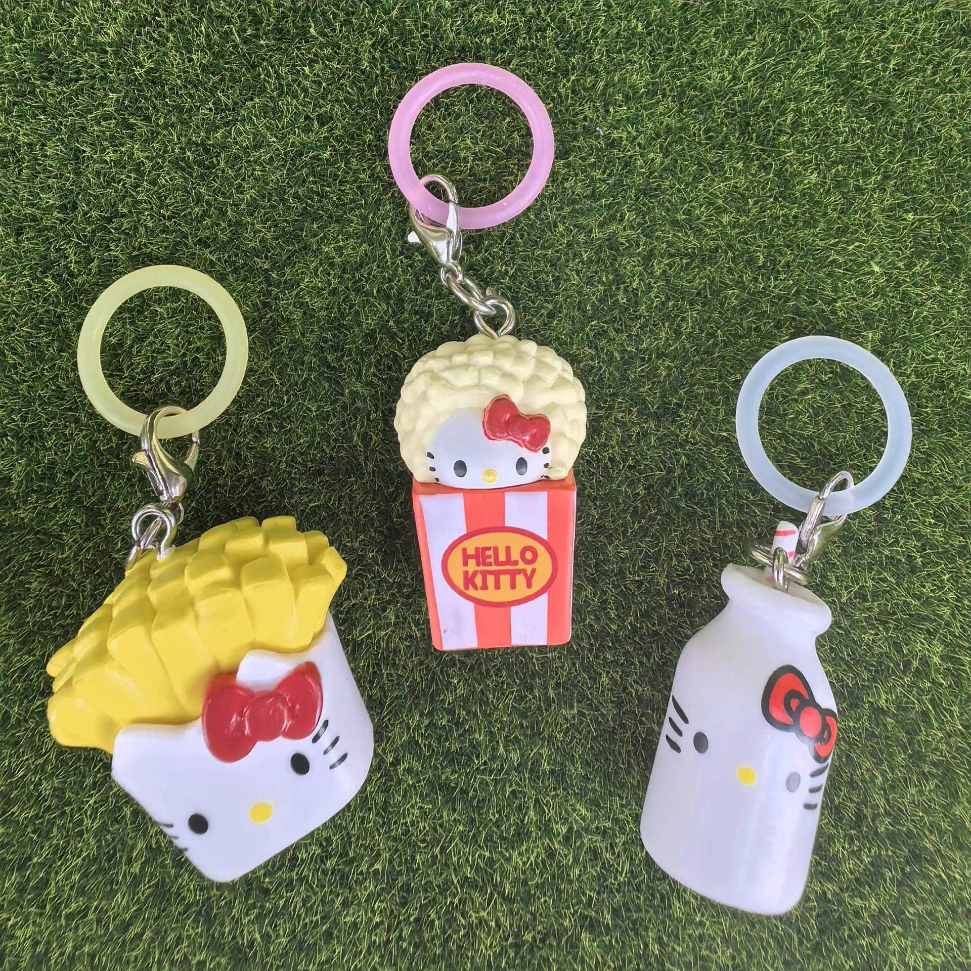 

Аниме-брелок Hello Kitty: милые игрушки-фастфуд (картошка фри, гамбургер, молочная коробка), имитационные модели, подвески для сумок, подарки