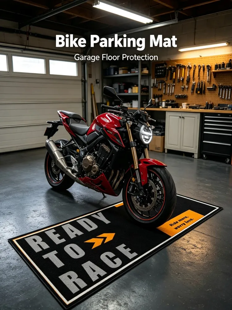 Ready To Race Long Floor Runner Rug Soft Flannel Non‑Slip Carpet Motorbike Racing Decor Mat For Garage Workshop Bedroom Motorcyc