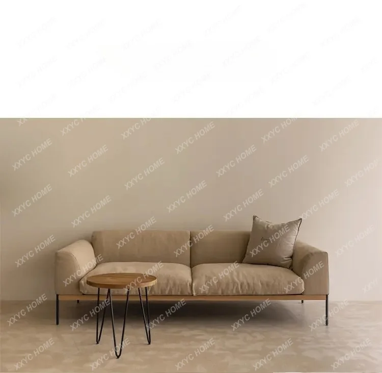 Wabi Sansan Linen Fabric Down Small Unit Solid Wood Sofa