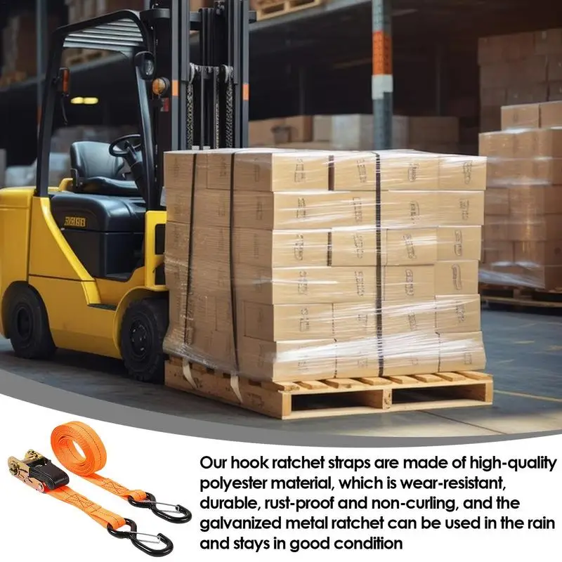 Ratchet Straps Heavy Duty Motorcycle Trucks Heavy Duty Straps With Hook Cargo Transportation Vehicle Binding Cords For Traveling