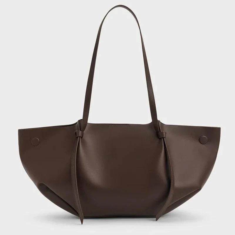 

2025 новая женская кожаная сумка-тоут большой вместимости, мягкая плиссированная сумка через плечо, ручная сумка с крыльями