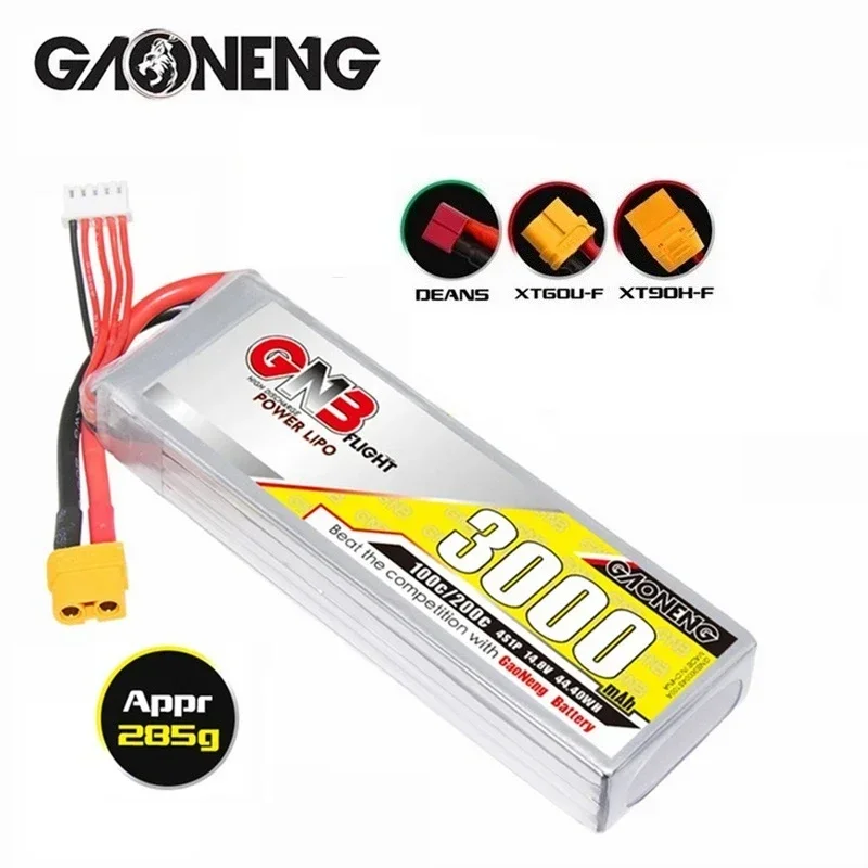 GAONENG MAX 200C 14.8V 3000mAh 4S 100C Lipo Battery For RC FPV Drone Helicopters Cars Boats UAV RC Parts With T XT60 XT90