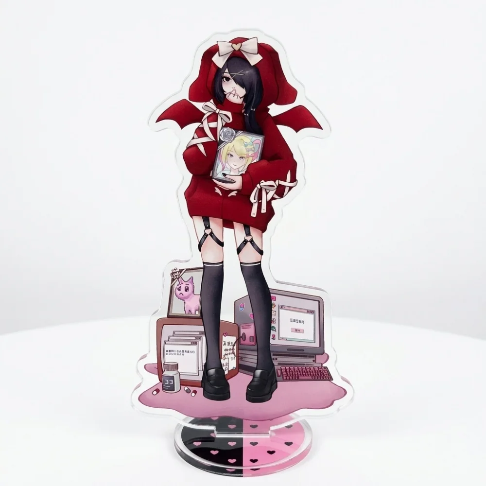 NEEDY GIRL OVERDOSE: Kawaii Goth Anime Game Acrylic Stand Figure Kangel Ame-chan P-chan 15cm Model Plate Desk Decor Gift Keyring