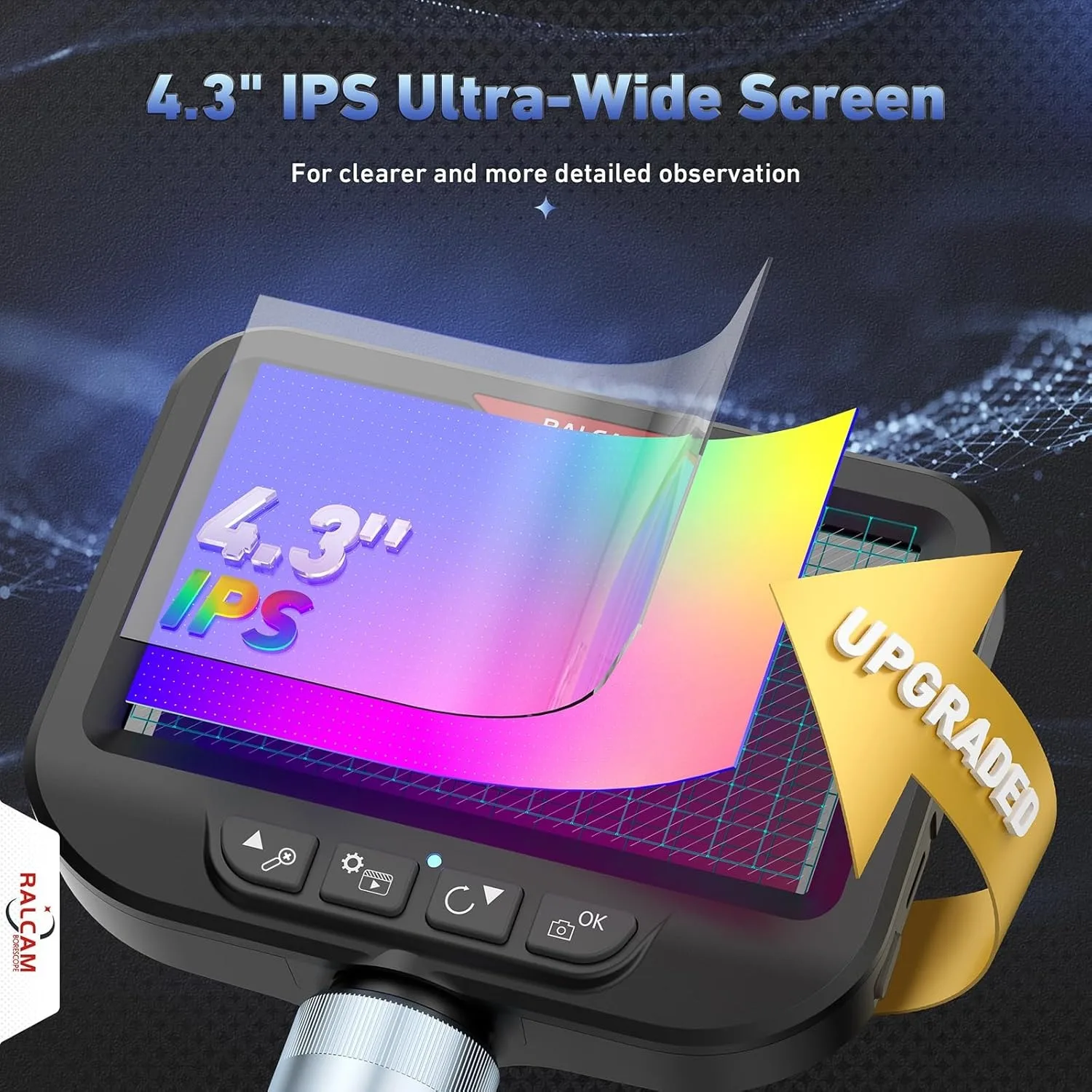 360 Degree Rotation Camera 4.3 Inch Endoscope 6.2mm 1080P Full HD Endoscope Camera for Industrial Inspection