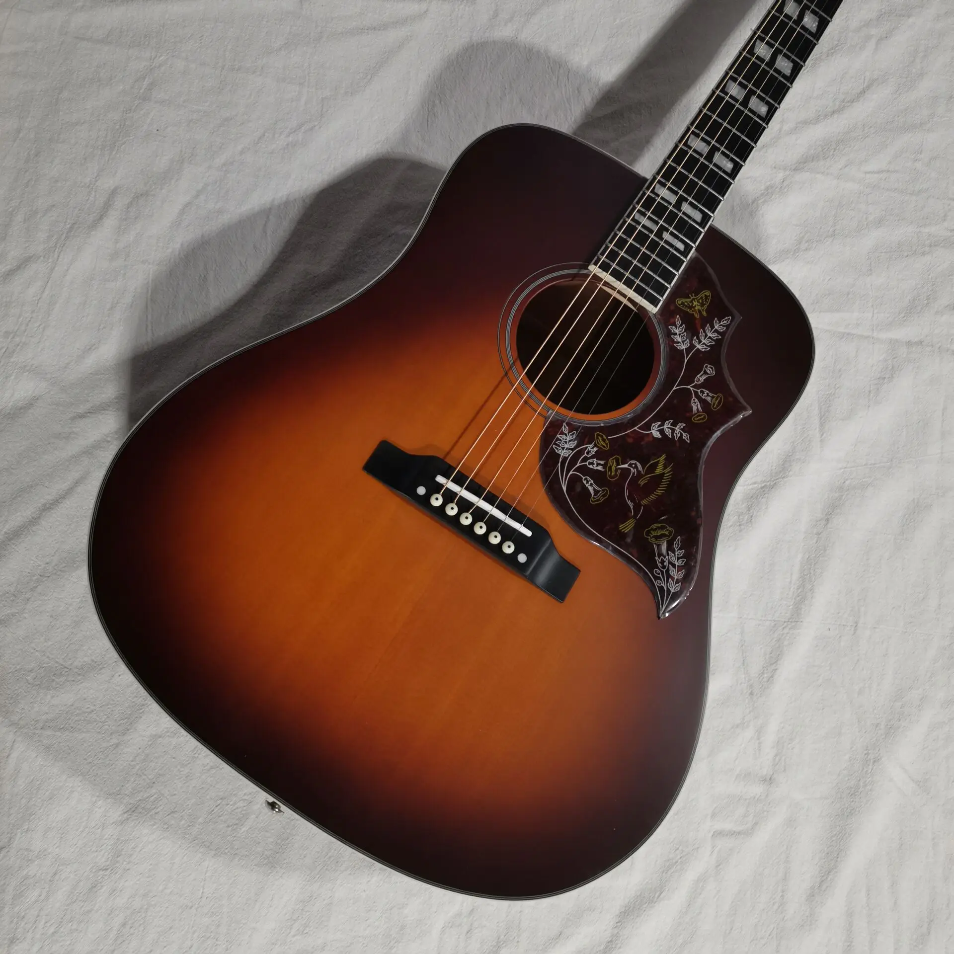 free shipping satin acoustic electric guitar Solid spruce -dreadnought folk guitar-hummingbird guitar