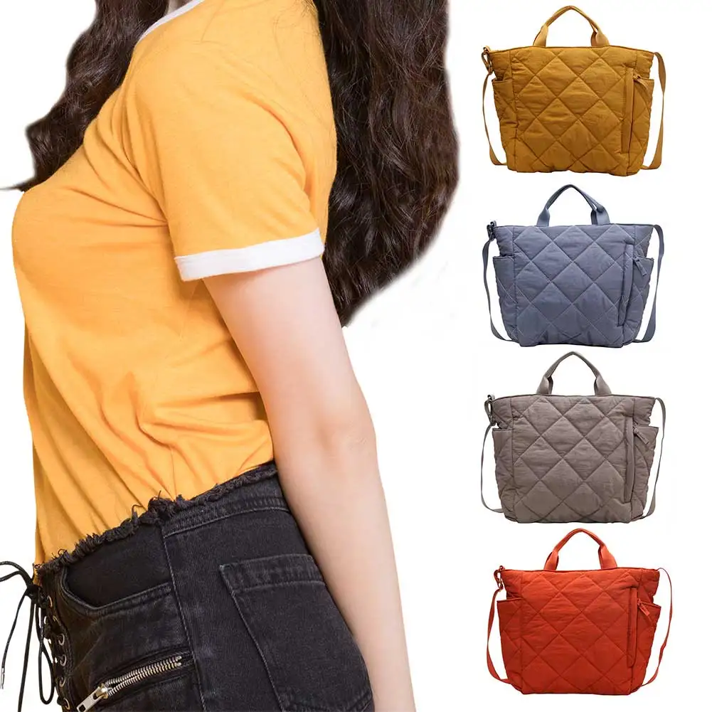 

Women Quilted Tote Bag Lightweight Fluffy Crossbody Bag Large Capacity Padded Shoulder Bag Satchel Travel Bag Commuting Bag