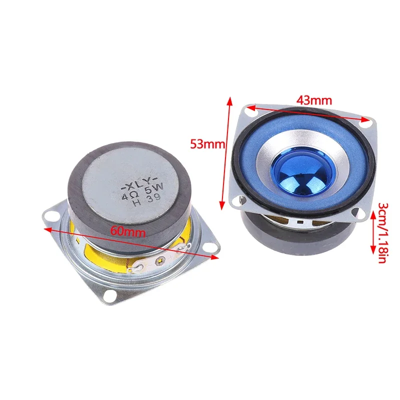 JCD 1pcs 3/4/8 Ohm 8R 2W 4R 3W 3R 5W Diameter 40mm 52mm 53MM Yellow Blue Red Green Square 45 External Magnetic Bluetooth Speaker