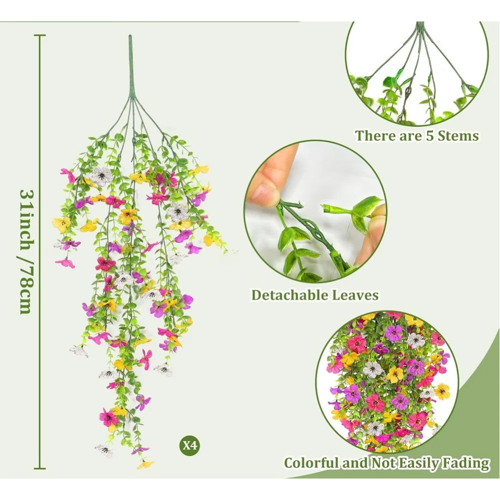 Synthetic Hanging Eucalyptus Garland with Realistic Foliage for Wedding Ceremony Home Office Wall Shelf Mantel Use