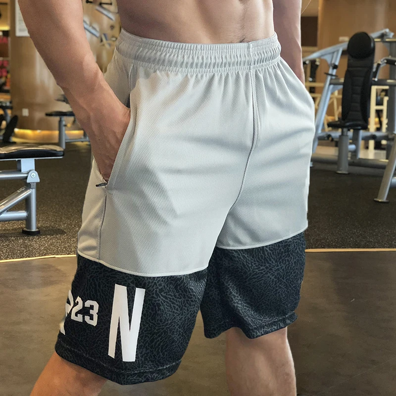 Basketball Shorts for Men with Zip Pocket Running Fitness Bermuda Shorts Gym Loose Breathable Leisure Fitness Sportswear