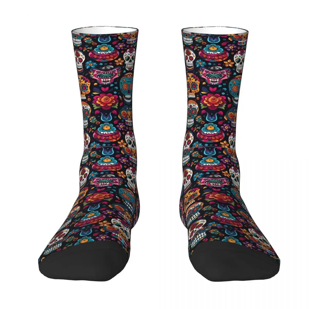 Day Of The Dead Stockings Colorful Sugar Skull and Flower Patterns Festive Celebration Socks Spring Anti-Slip Socks Couple Socks