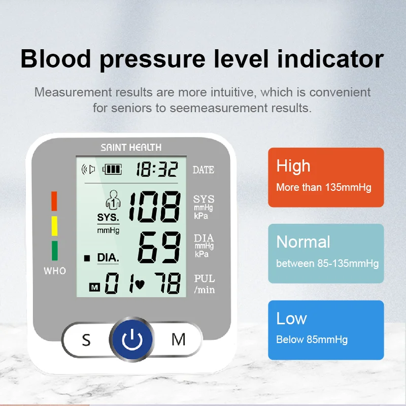 Russian Voice Tonometer Wrist Blood Pressure Monitor Automatic Wrist Digital Meter for Measuring And Pulse Rate Sphygmomanometer