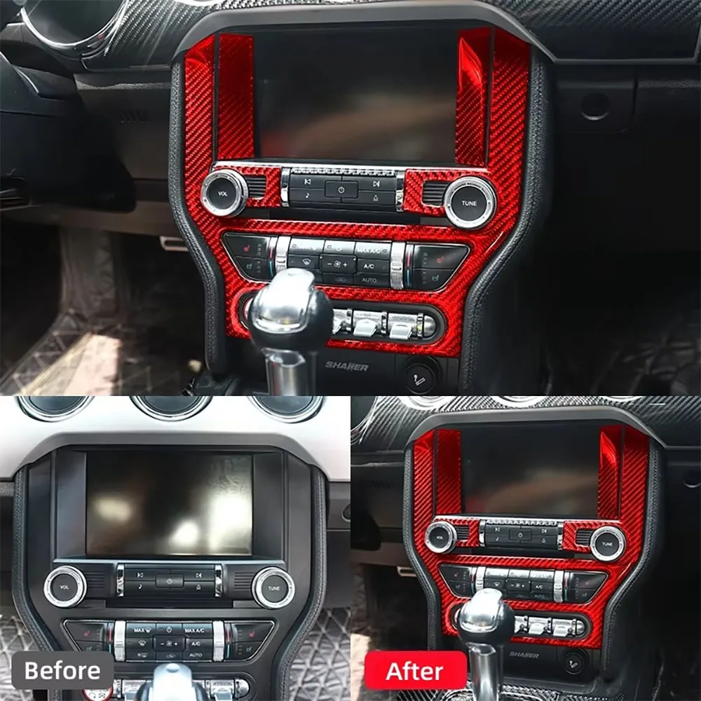 

Carbon Fiber Interior Car GPS Navigation Trim Frame Multi-media Console Decoration Sticker Decal for Ford Mustang GT 2015-2021