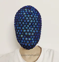 Starry Night — Custom Handmade Masquerade Full Coverage Haute Couture Mask Covered in Blue Jewels