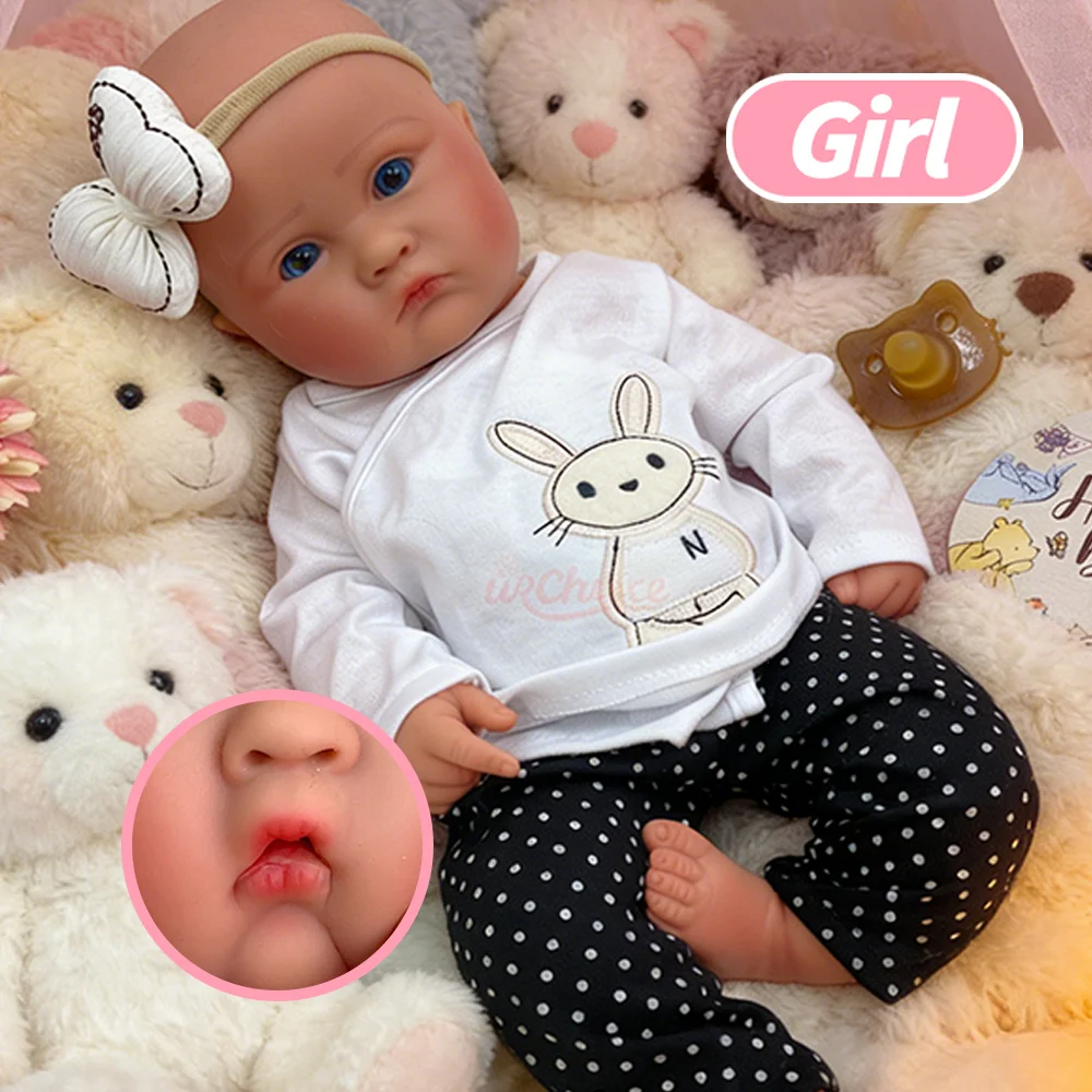 

Open Mouth 18" Full Silicone Reborn Baby Doll Hyper Realistic Baby Doll Weighted Reborn Bebe Girl Comfort Companion For Artist