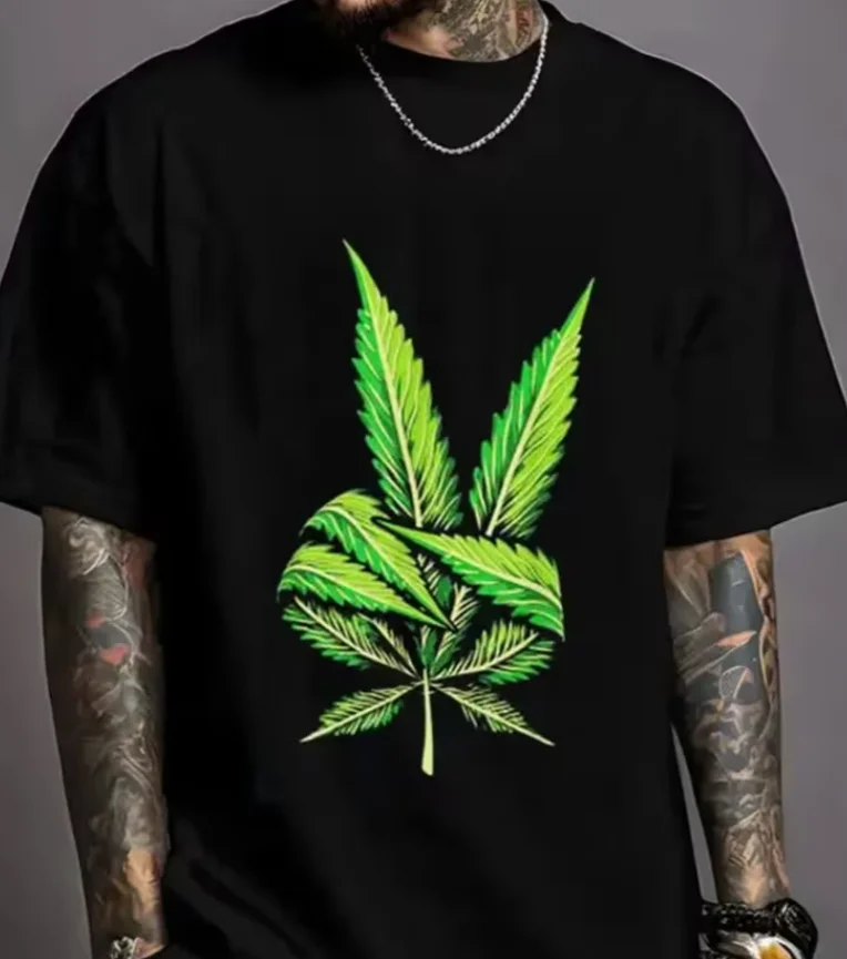 Leaf Men's Casual Wear - Avant-garde Street Style Vibe Loose Oversized Contour T-shirt Stitching Daily Base and Outdoor T-shirt