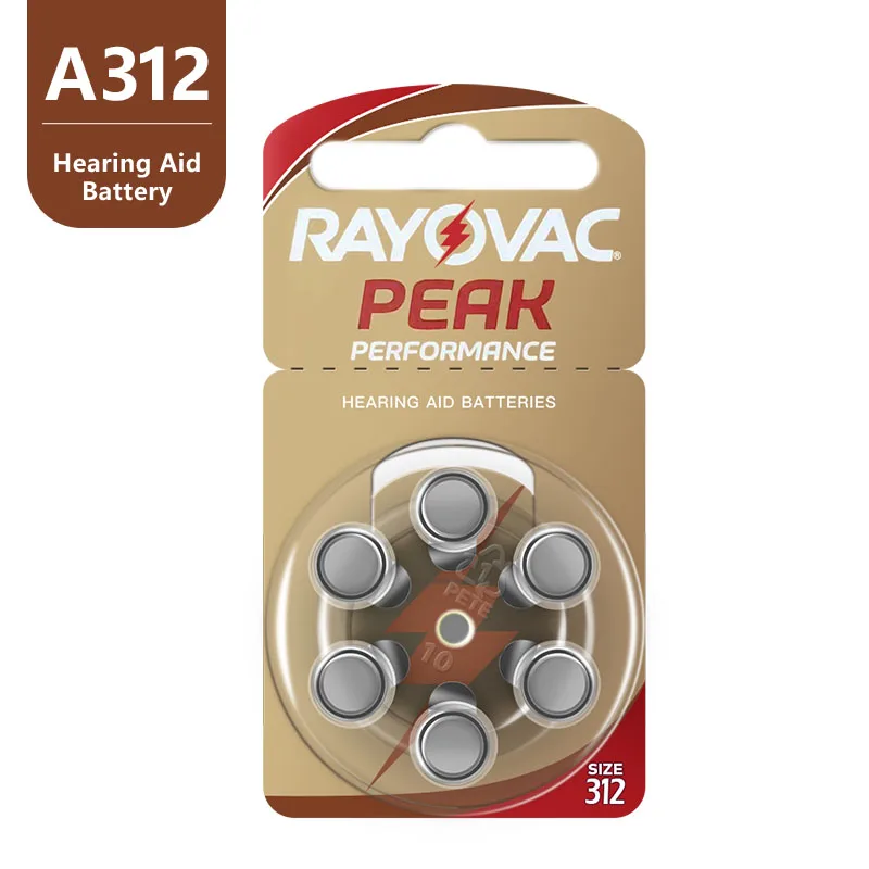 60PCS Rayovac PEAK High Performance Hearing Aid Batteries 312 312A A312 PR41. Zinc Air Battery For BTE CIC RIC OE Hearing Aids