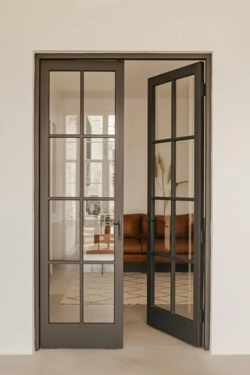 aa-Classic Double Glass Aluminum Alloy Frame French Door with Secure Locking System Provide High Safety and Security French Door