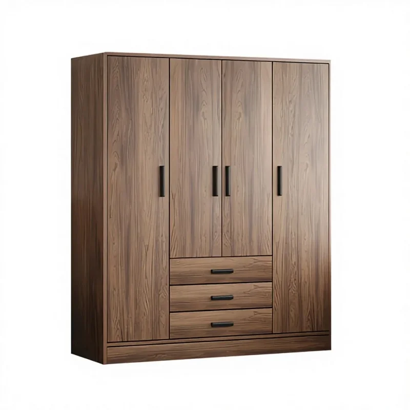 custom.Sliding Door Foldable Wardrobe Modern Solid Wood Home Furniture Bedroom Storage Cabinet with 5 Shelves Economic