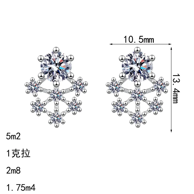 

ZFSILVER Trendy s925 Fresh Classic Silver 0.5ct Moissanite Sowflower Earrings For Charms Women Accessories Jewelry Gift AZ1256-E