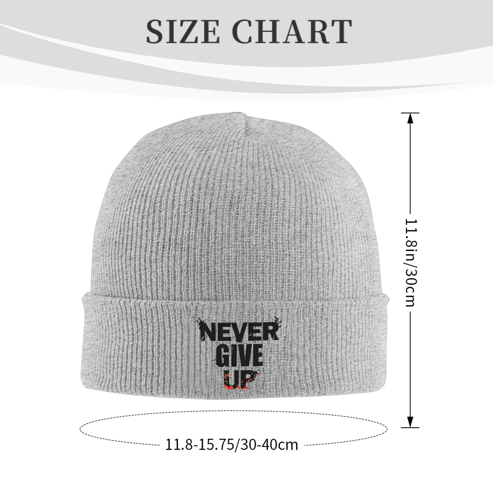 NEVER GIVE UP Winter Skullies Beanies Hat Warm Autumn Knitted Hats Bonnet Caps for Women Men
