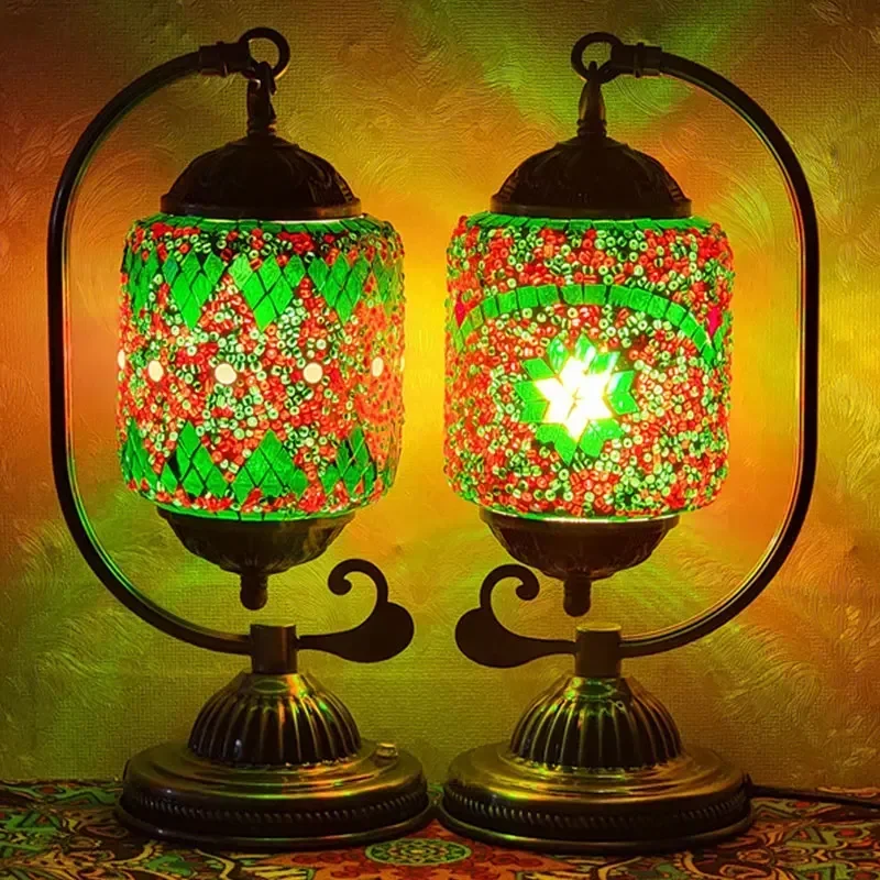 Handmade Glass Table Lamps Turkish Mosaic Home luminarias Decor Living Room Bedroom Nightstand Desk Lights LED Lighting Fixtures