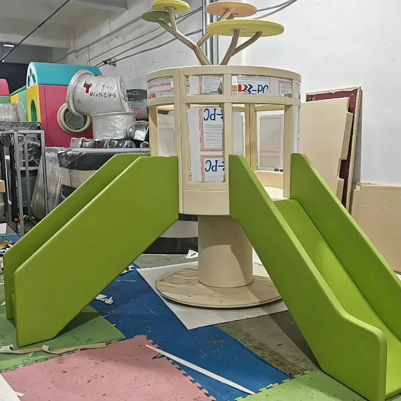 Custom Tree House Soft Play Tower with Double Slides  Indoor Foam Play Structure for Toddlers Preschool and Kids Play Center