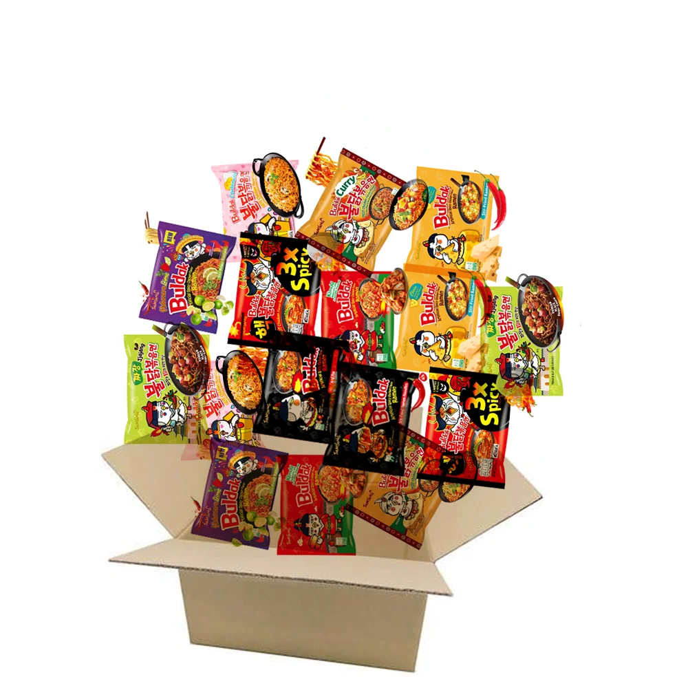 Samyang Pack 16 Paquetes Mezclados Ramen Coreano Instantáneo,8 sabor, Hot Spicy Chicken Flavor ,Jjajang Hot Chicken Flavor Ramen,Pollo Caliente Ramen Habanero Lima etc,Ramen Experiencia Gourmet de Comida Asiática Instantánea
