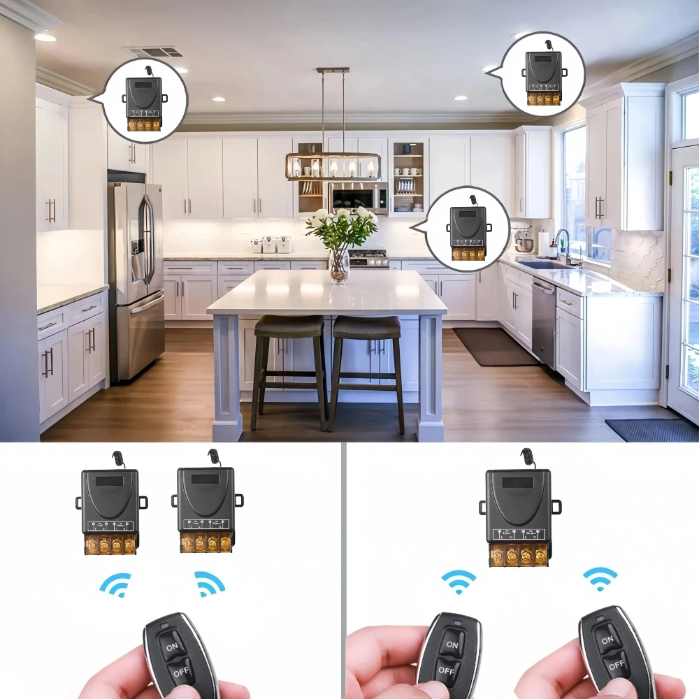 RF Wireless Remote Control Switch 433Mhz AC 110V 120V 240V 220V 30A Relay for Light Lamp Water Pump Door Access System