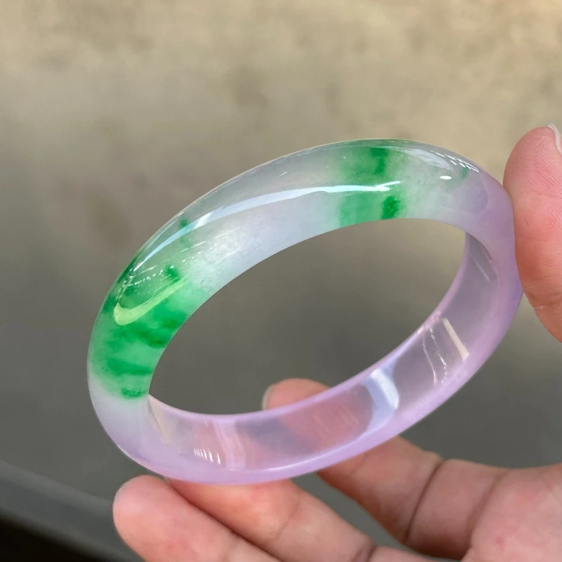 Exquisite High Ice Spring Color Purple and Green Flower Bracelet