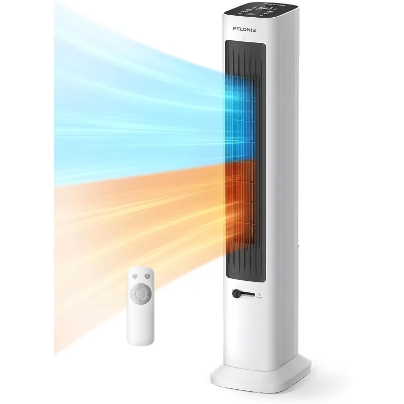 PELONIS Oscillating Tower Fan and Heater Combo with Remote Control, 12-HR Timer,ECO Mode, Tip Over and Overheat Protection,White