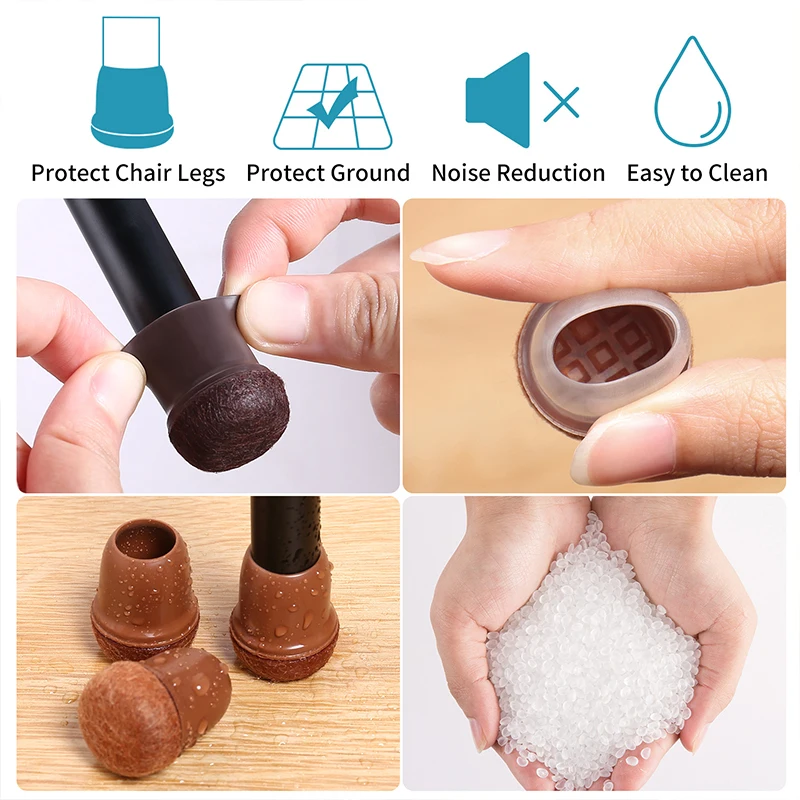 24 PCS Stuhl Bein Protektoren für Hartholz Böden Dicken Filz Pads Tisch Möbel Bein Abdeckung Glatte Moving Stuhl Füße Kappen platz – Detail 3