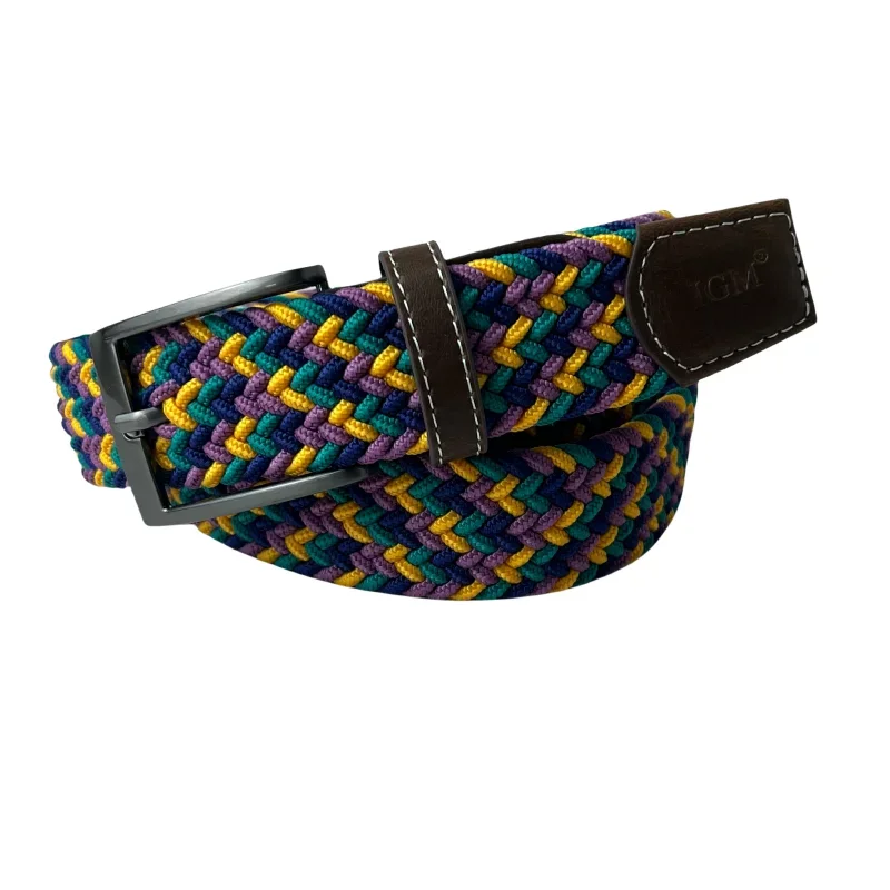 Braided Golf Belt for Men Stretchy Woven Canvas Women Belt No Hole Pin Buckle Elastic and Comfort for Casual Pants and Jeans